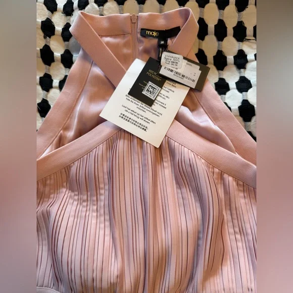 NWT Maje Pleated Pink Dress Size 38. - Picture 11 of 11